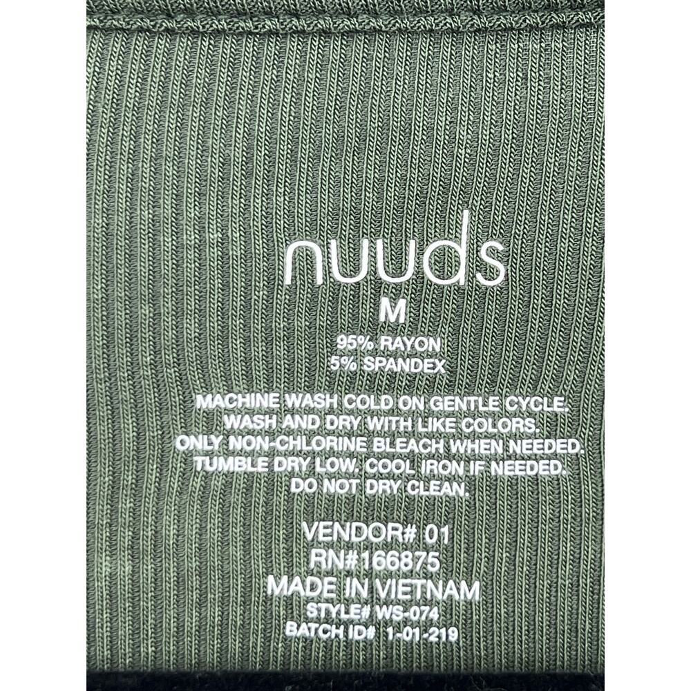 Nuuds Silk One Piece Pajama Top Short Sleeve Stretch Olive Green Size M NWOT - Picture 7 of 7